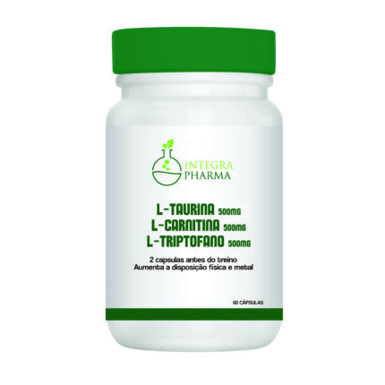 L- Taurina 500 mg +L- Carnitina 500mg + L- Triptofano 500mg-60 Capsulas